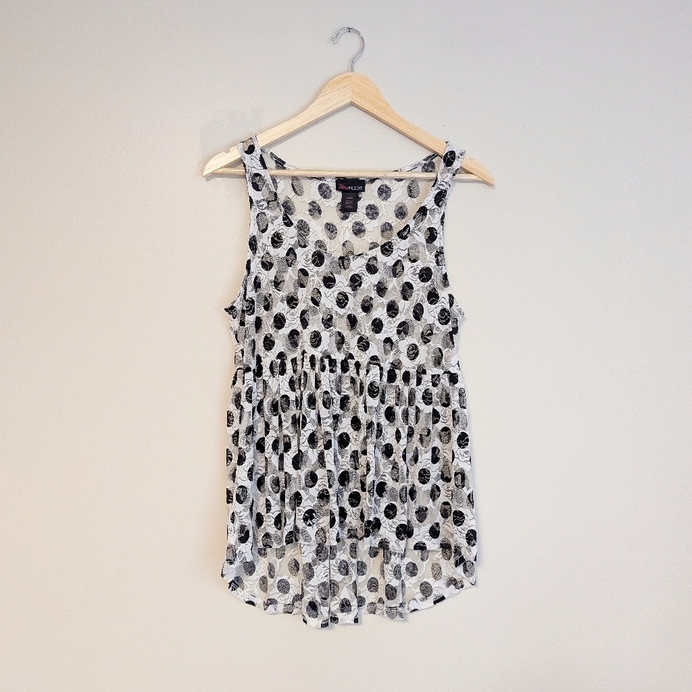 Ultra Flirt Sheer Rose And Polkadot Peplum Tank